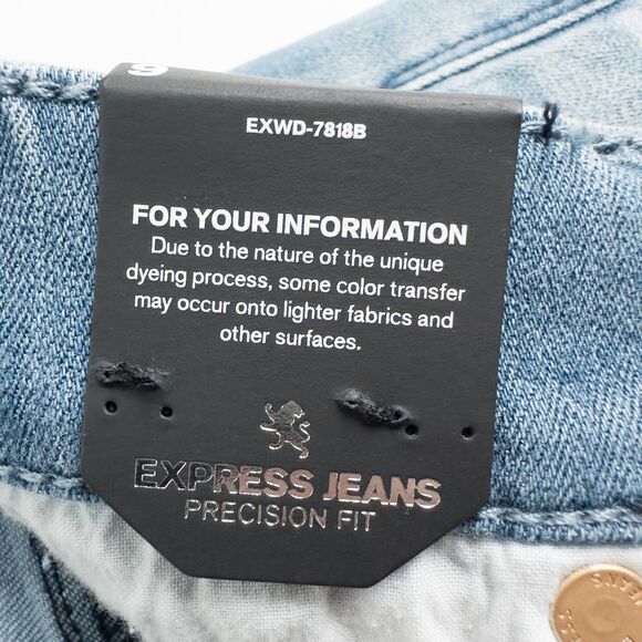 Express Mid Rise Wide Leg Flare Jeans Womens 6R Blue Raw Hem Boho Retro Hippie - Picture 5 of 16